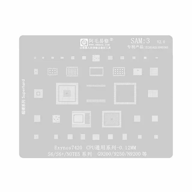 AMAOE BGA Reballing Stencil With CPU Position SAM3 for Samsung Galaxy S6 / Note 5