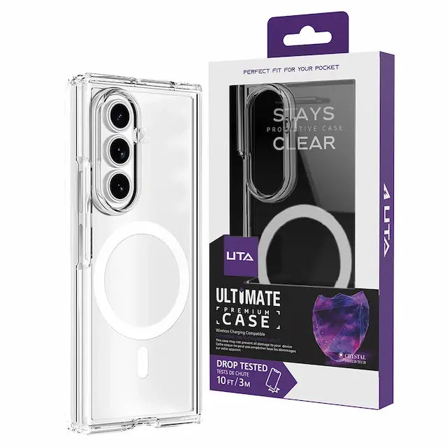 Ultimake Shockproof Transparent Case Cover With Magnetic Ring for Samsung Galaxy Z Fold 8 Ultra -Transparent