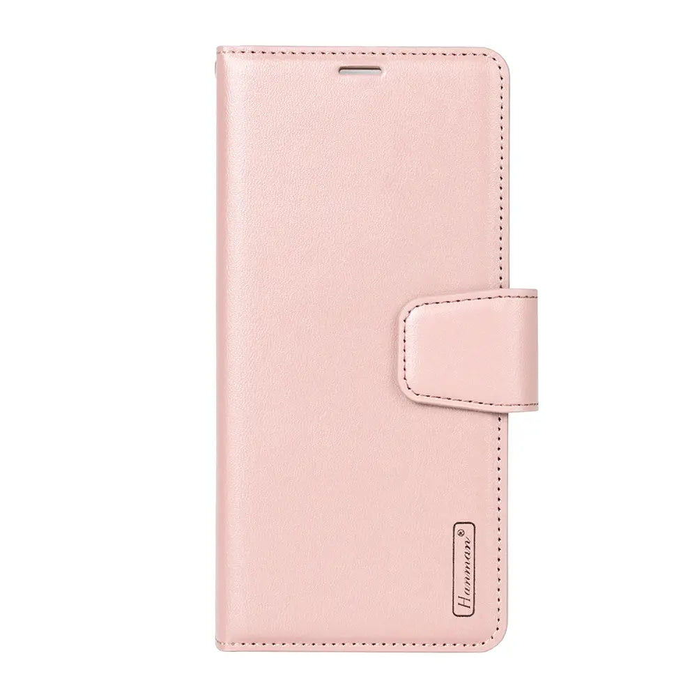 Hanman PU Flip Leather Wallet Case for Samsung Galaxy A17 5G A176B-Rose Gold