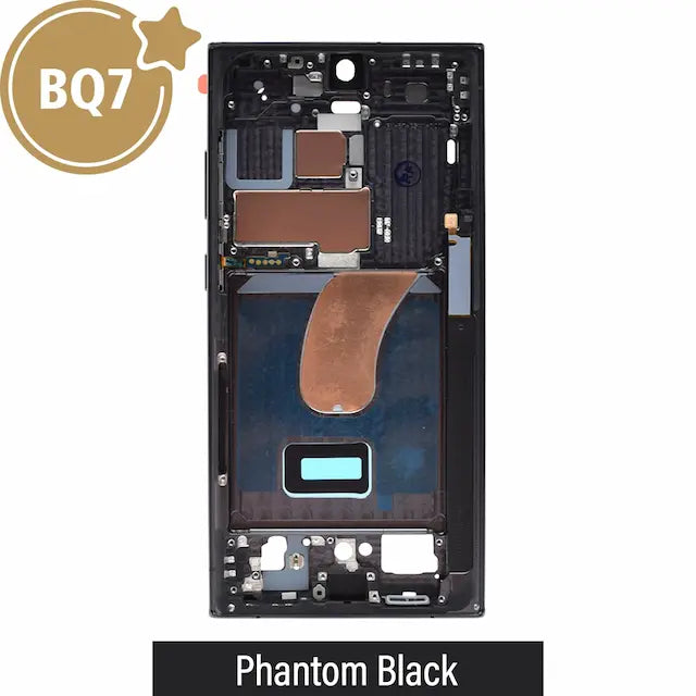 BQ7 Chassis Mid Frame Cover Replacement Assembly for Samsung Galaxy S23 Ultra S918E-Phantom Black (EUROPEAN VERSION)