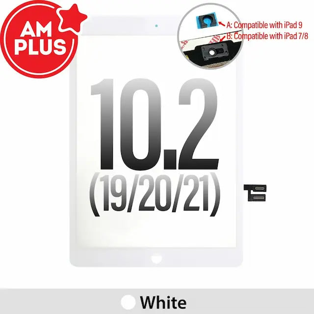 AMPLUS Touch Screen Digitizer with IC Connector for iPad 10.2 (2019) / (2020) / (2021)-White
