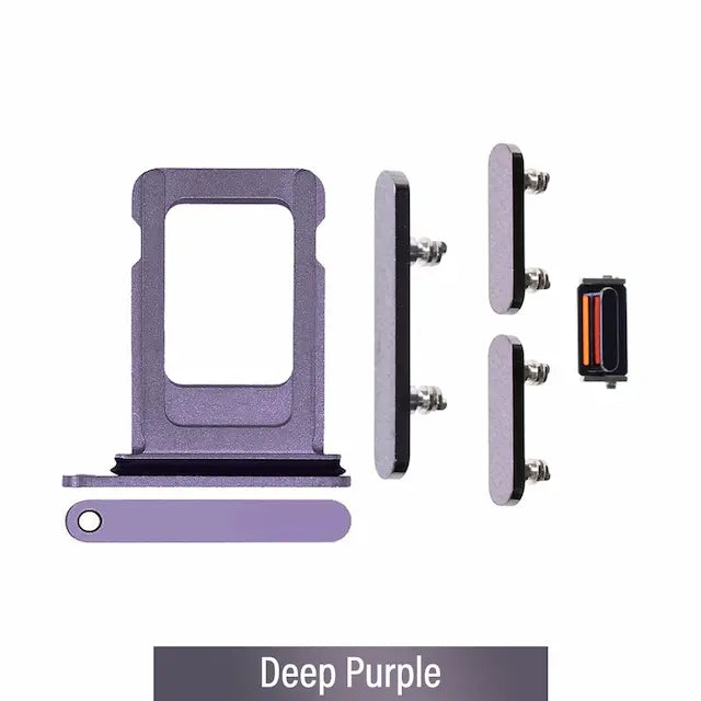 Single SIM Card Tray and Side Button for iPhone 14 Pro / 14 Pro Max-Deep Purple