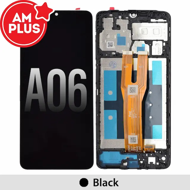 LCD Screen Replacement Digitizer with Frame for Samsung Galaxy A06 A065F-Black (AMPLUS)