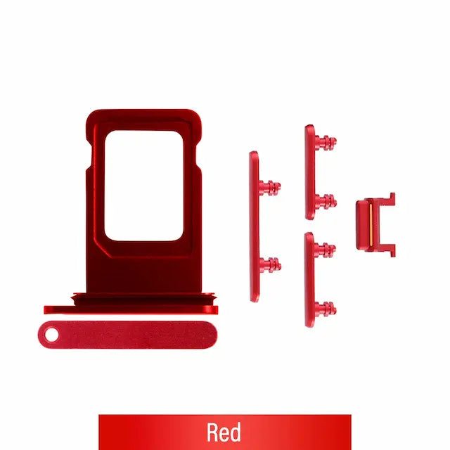 Single SIM Card Tray and Side Button for iPhone 11-Red