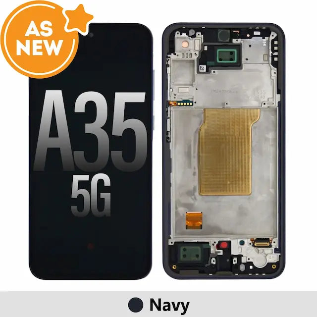 AS NEW-Samsung Galaxy A35 5G A356B OLED Screen Replacement with Frame -Navy (SERVICE PACK SCREEN AND SERVICE PACK FRAME ASSEMBLED)