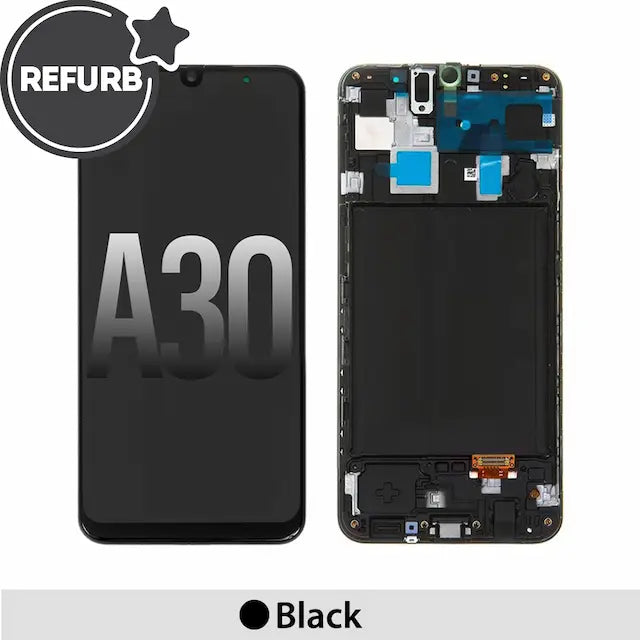 Samsung Galaxy A30 A305F REFURB OLED Screen Replacement Digitizer with Frame-Black