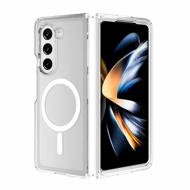 Ultimake Shockproof Transparent Case Cover With Magnetic Ring for Samsung Galaxy Z Fold5-Transparent