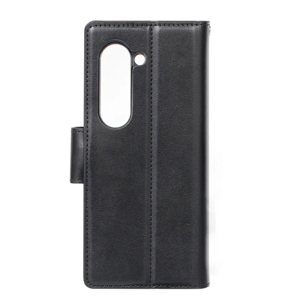 Hanman PU Fold Leather Wallet Case for Samsung Galaxy Z Fold 5-Black
