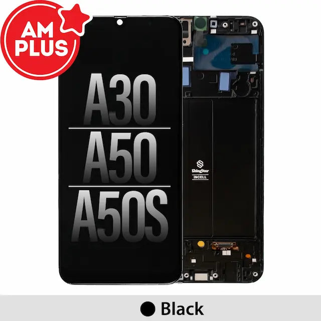 Samsung Galaxy A50 A505F / A50s A507F / A30 A305F LCD Screen Replacement Digitizer with Frame-Black (No Fingerprint Function) (AMPLUS)