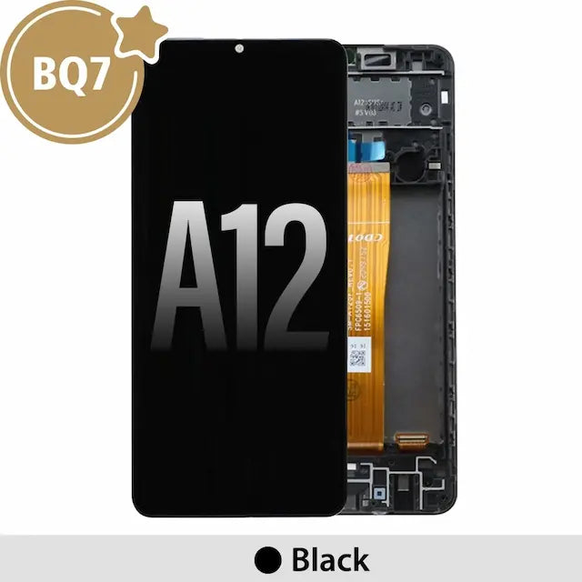 Samsung Galaxy A12 A125 BQ7 LCD Screen Replacement Digitizer with Frame-Black (As the same as service pack, but not from official Samsung)