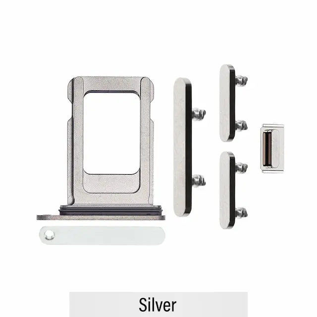 Single SIM Card Tray and Side Button for iPhone 14 Pro / 14 Pro Max-Silver