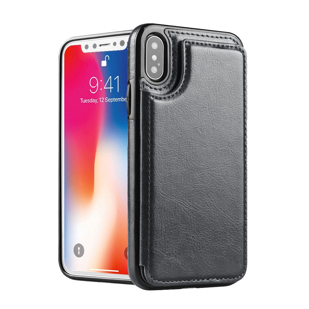 Back Flip Leather Wallet Cover Case for Apple iPhone X / XS