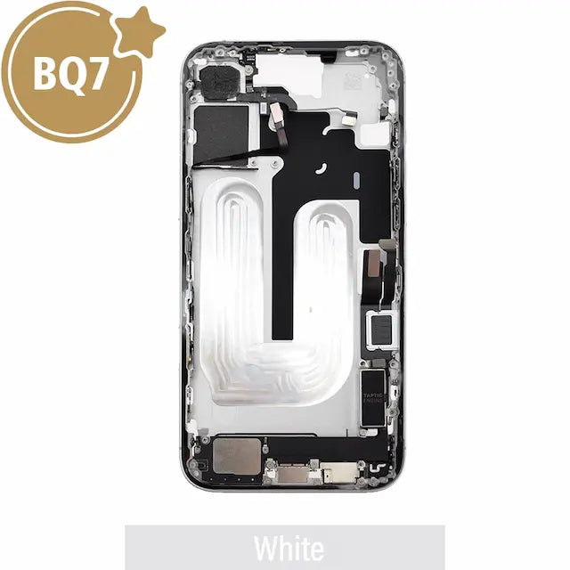 BQ7 Mid-Frame Housing with Full Set Parts for iPhone 16 Plus -White (With SIM Tray Version)