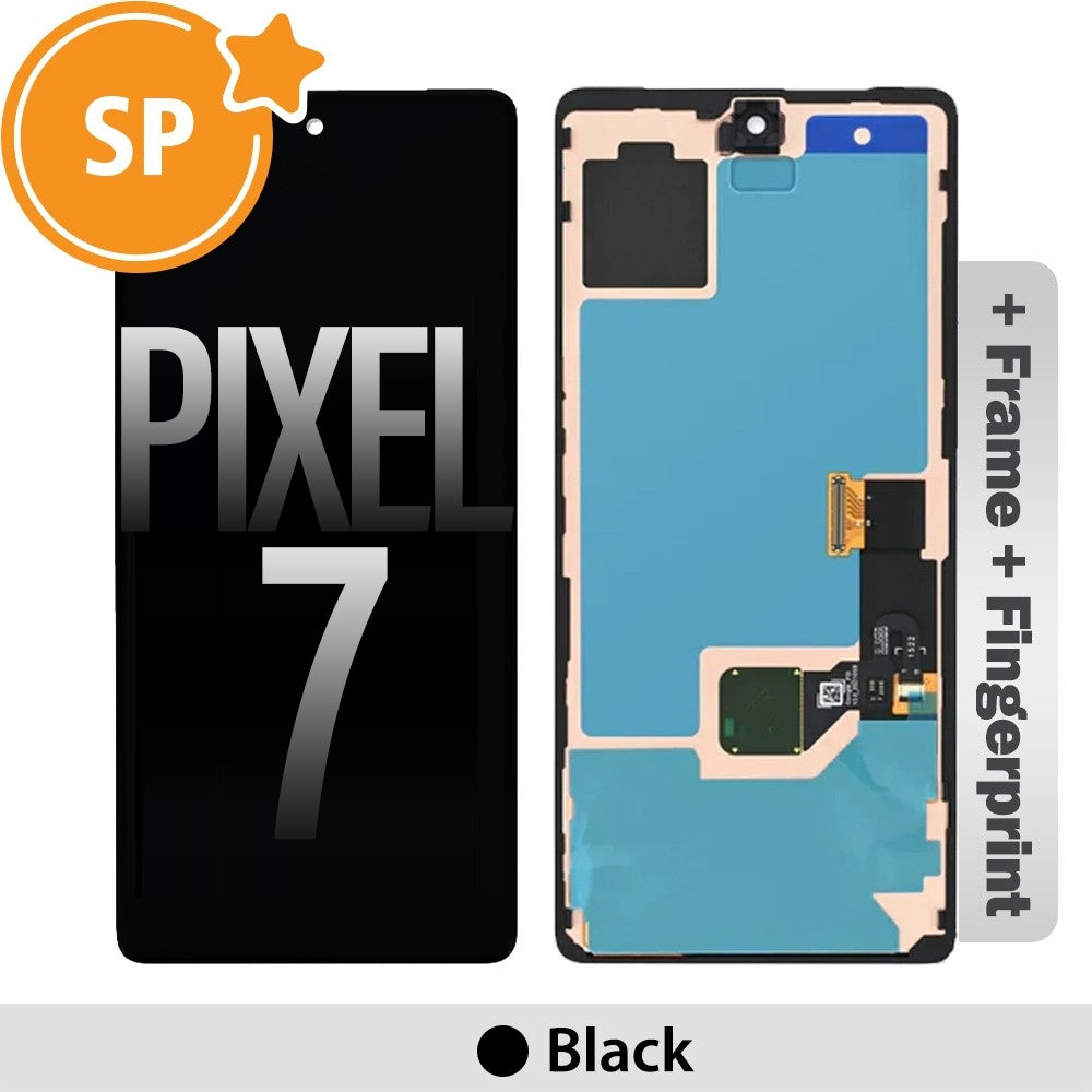 OLED Screen Digitizer with Bezel Frame and Fingerprint Sensor for Google Pixel 7 (GVU6C, GQML3) G949-00322-01 (Service Pack)
