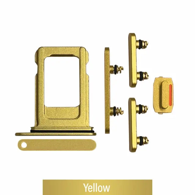 Single SIM Card Tray and Side Button for iPhone 14 / 14 Plus-Yellow