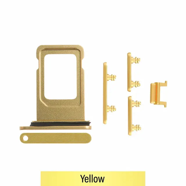 Single SIM Card Tray and Side Button for iPhone 11-Yellow