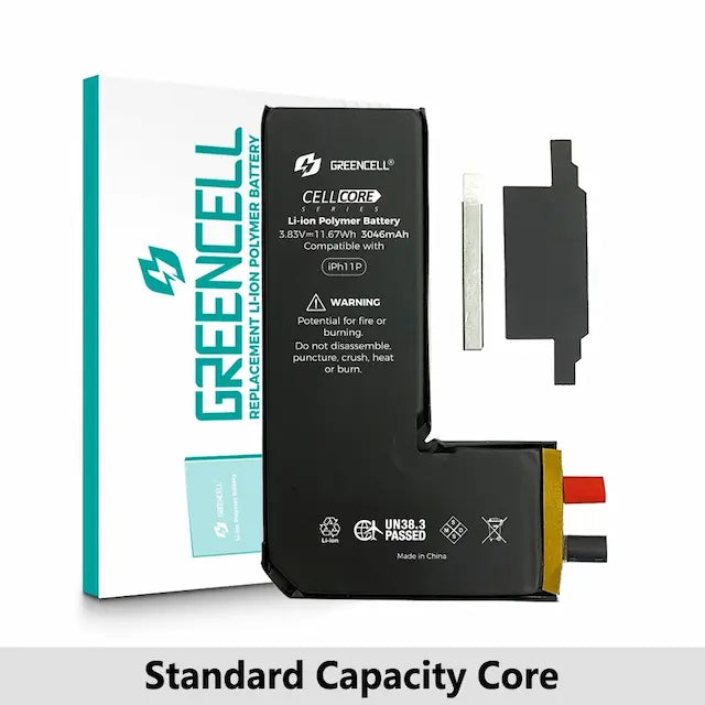 Greencell Core Series- Standard Capacity 3046mAh iPhone 11 Pro Replacement Battery Core with Adhesive Strips