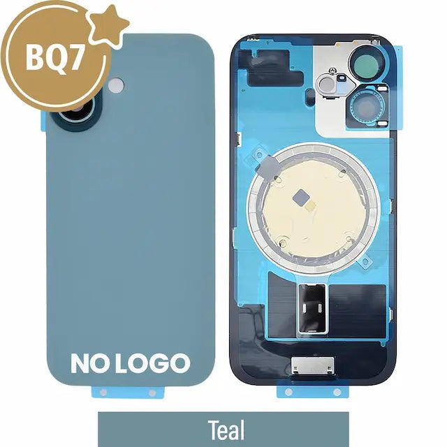 BQ7 Rear Cover Glass with Camera Lens Glass and Magsafe Magnet for iPhone 16 (NO LOGO)-Teal