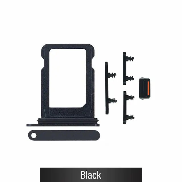 Single SIM Card Tray and Side Button for iPhone 12 mini-Black