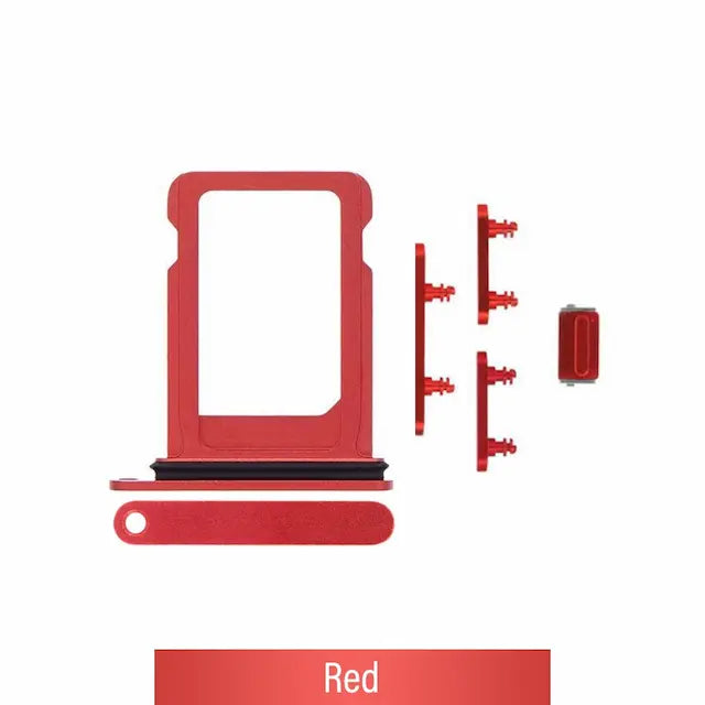 Single SIM Card Tray and Side Button for iPhone 12 mini-Red