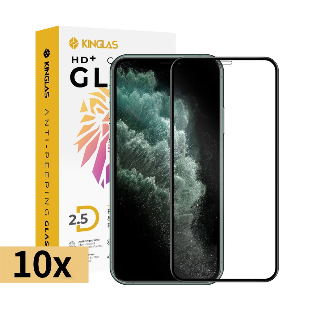 Kinglas 10 Packs 2.5D Full Coverage Silk Printing Black Edge Tempered Glass Screen Protector For iPhone X / XS / 11 Pro