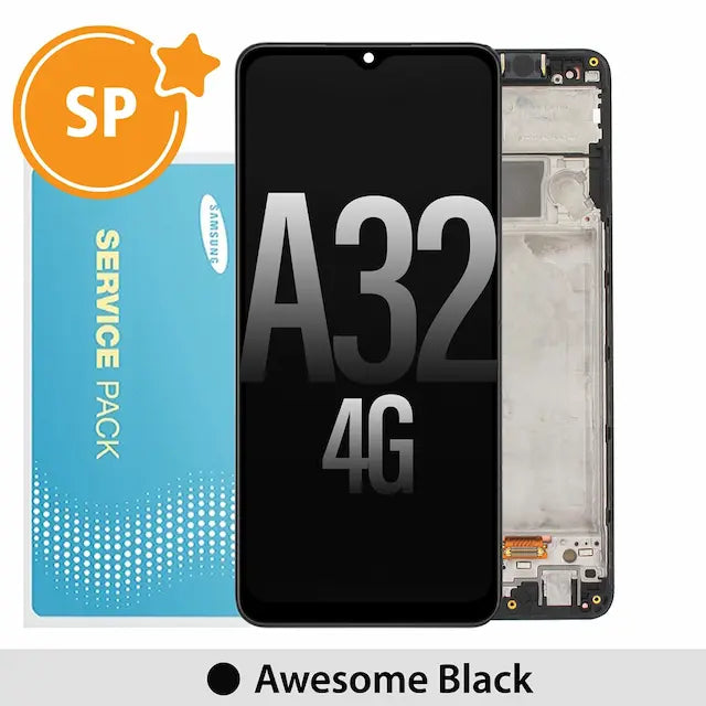Samsung Galaxy A32 4G A325F OLED Screen Replacement with Frame GH82-25566A/25579A (Service Pack)-Black (THIS IS 4G NOT 5G）