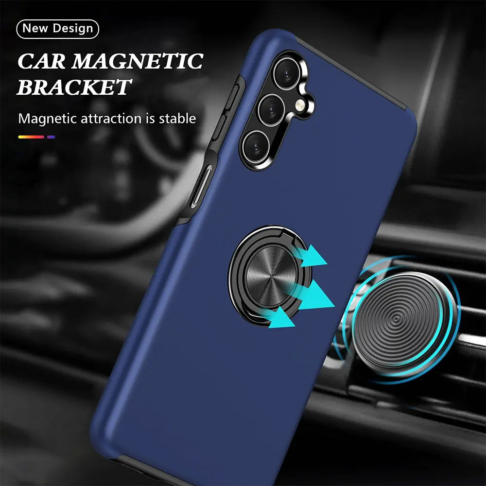 Magnetic Ring Holder Shockproof Case Cover for Samsung Galaxy A15 5G A156-Black