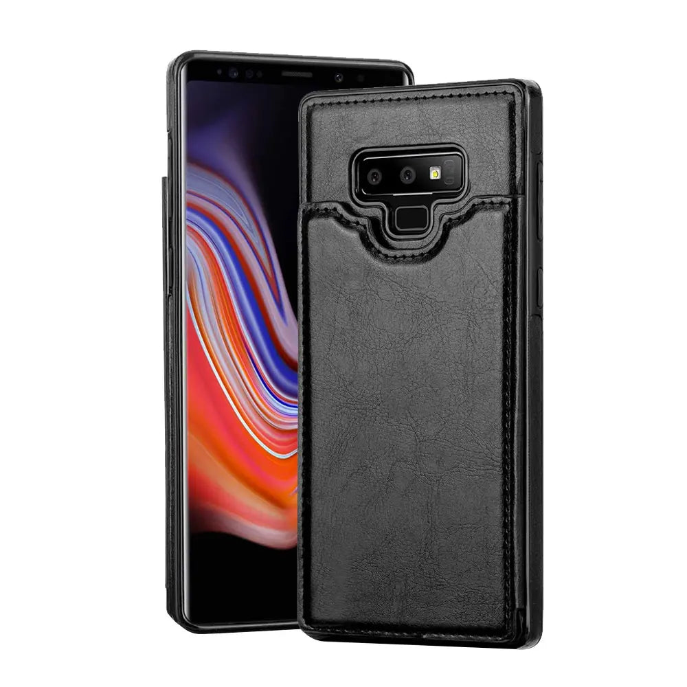 Back Flip Leather Wallet Case Cover for Samsung Galaxy Note 9-Black
