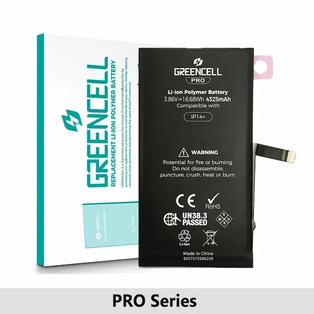 Greencell PRO Series- iPhone 14 Plus Replacement Battery with Adhesive Strips 4325mAh (TI chip -27546-A3 IC & Original Cell)