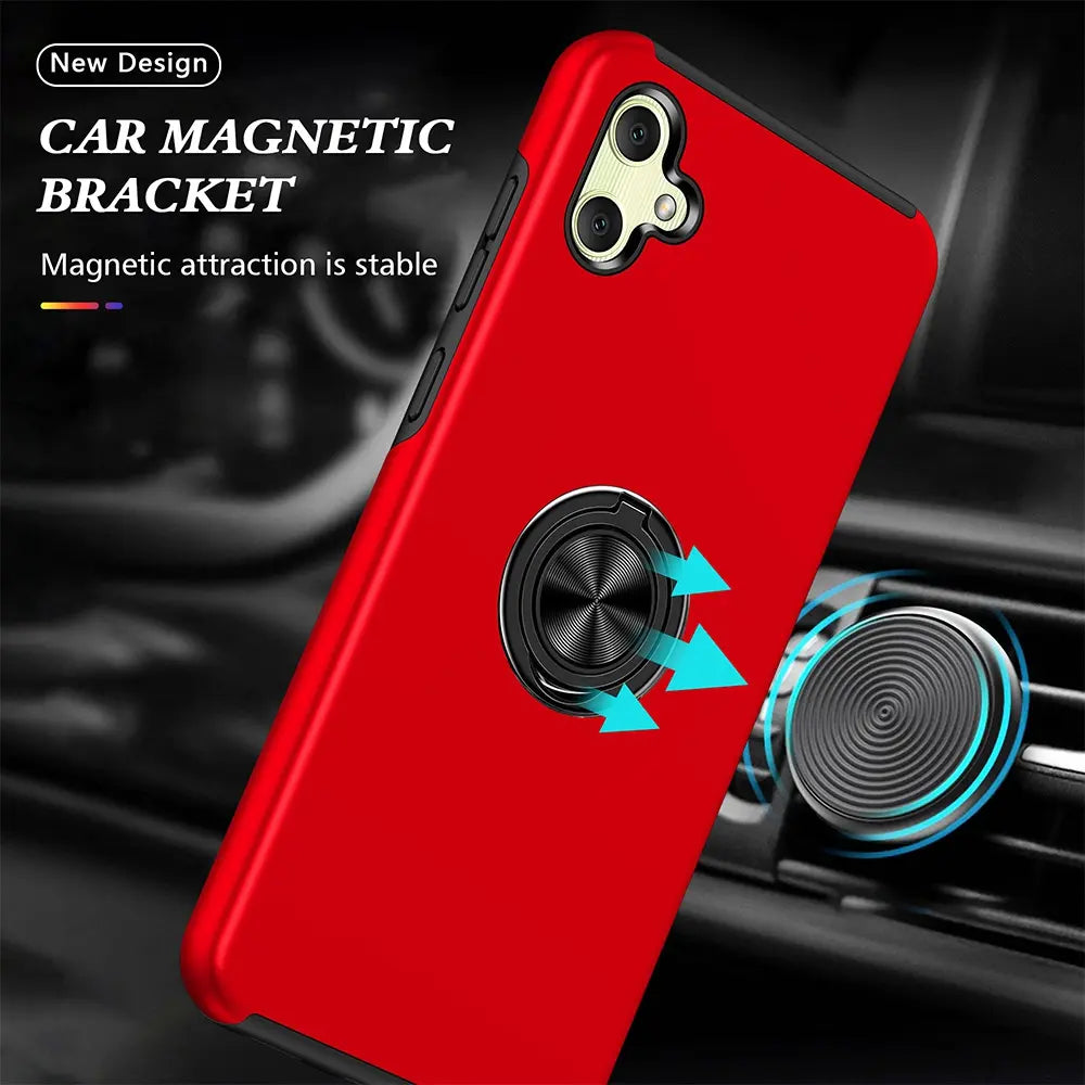 Magnetic Ring Holder Shockproof Cover Case for Samsung Galaxy A05 A055-Red