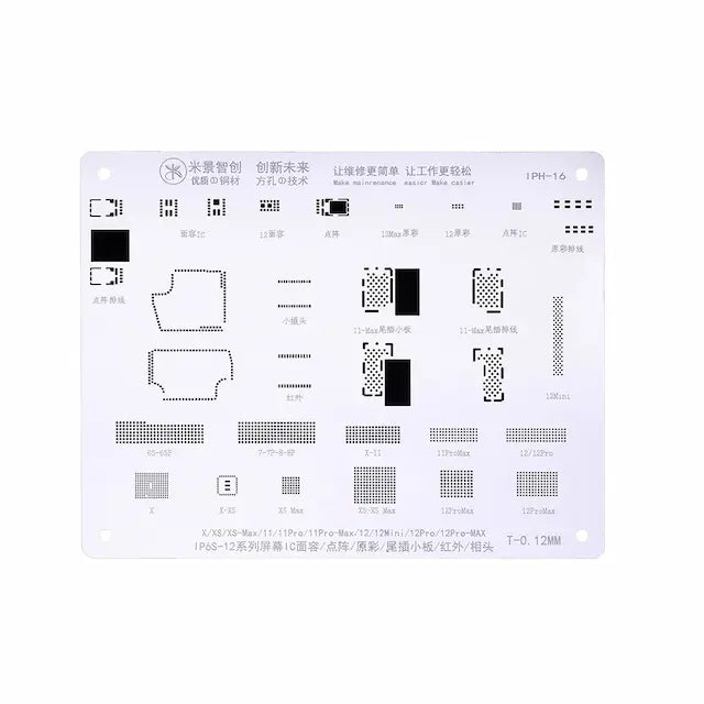MiJing High Precision BGA Reballing Stencil for iPhone X-12 Series