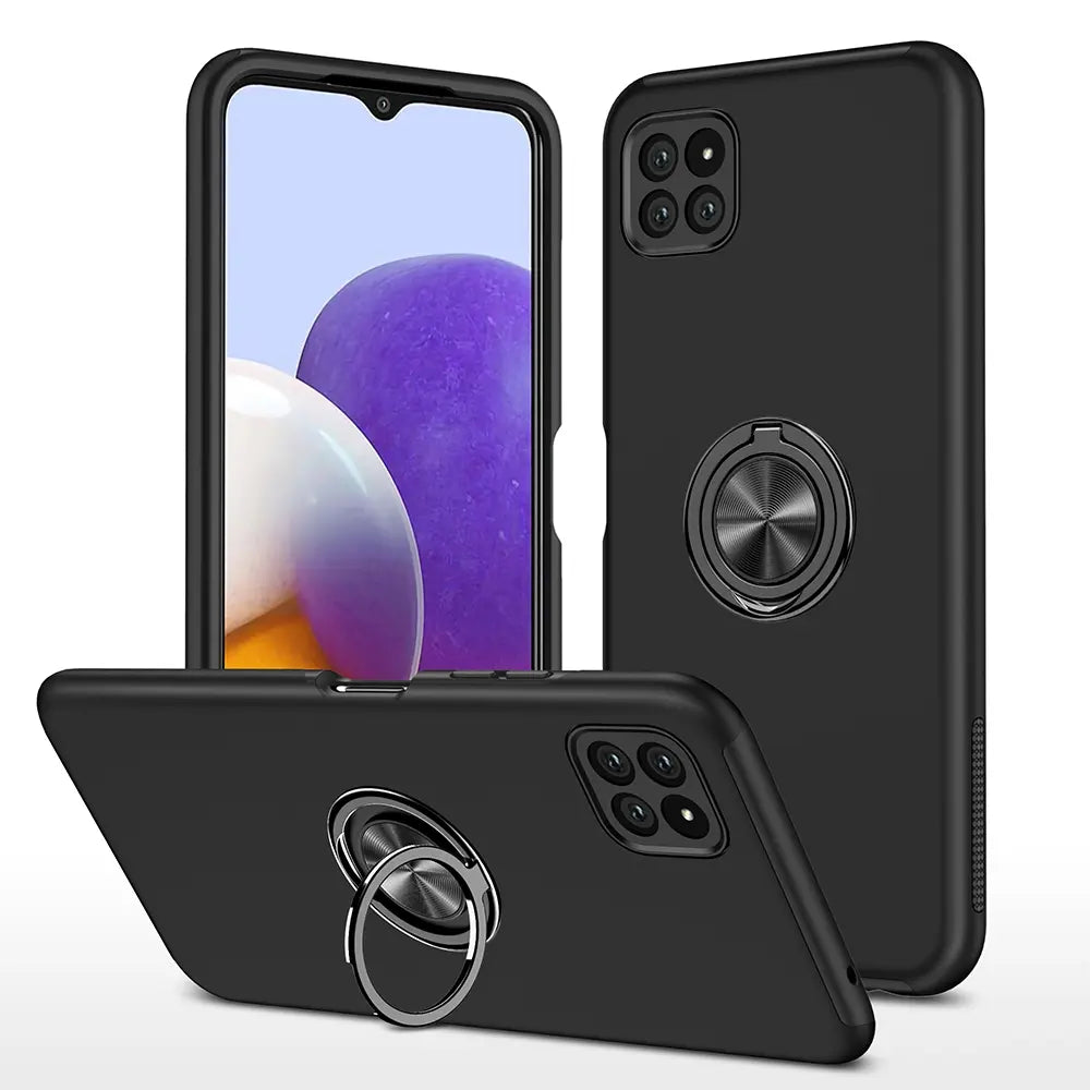 Magnetic Ring Holder Shockproof Cover Case for Samsung Galaxy A22 5G-Black