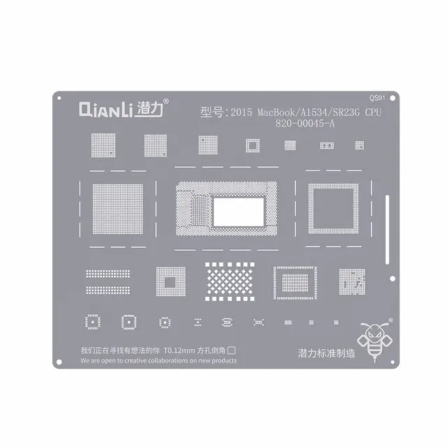 QianLi Bumblebee BGA Reballing Stencil (QS91) for 2015 MacBook / A1534 / SR23G CPU 820-00045-A