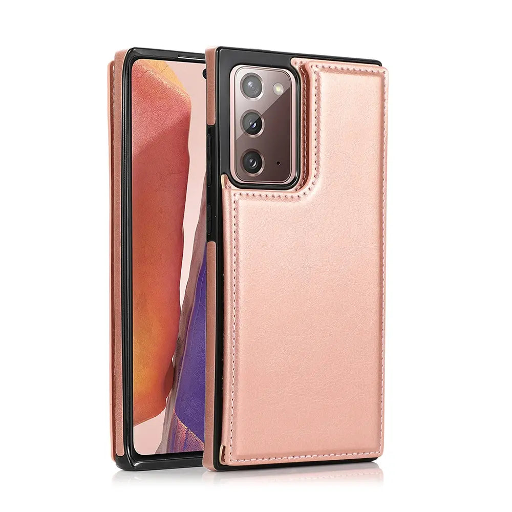 Back Flip Leather Wallet Cover Case for Samsung Galaxy Note 20-Black
