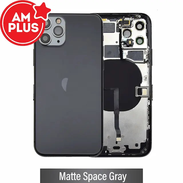 AMPLUS Rear Housing with Small Parts for iPhone 11 Pro-Matte Space Gray