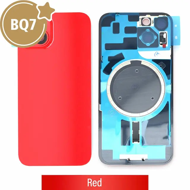 BQ7 Rear Cover Glass with Camera Lens Glass and Magsafe Magnet for iPhone 14 (NO LOGO)-Red