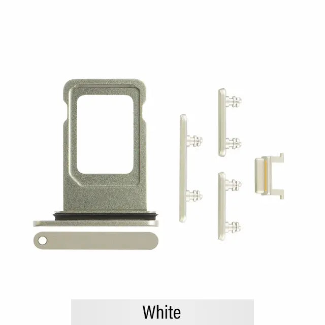 Single SIM Card Tray and Side Button for iPhone 11-White