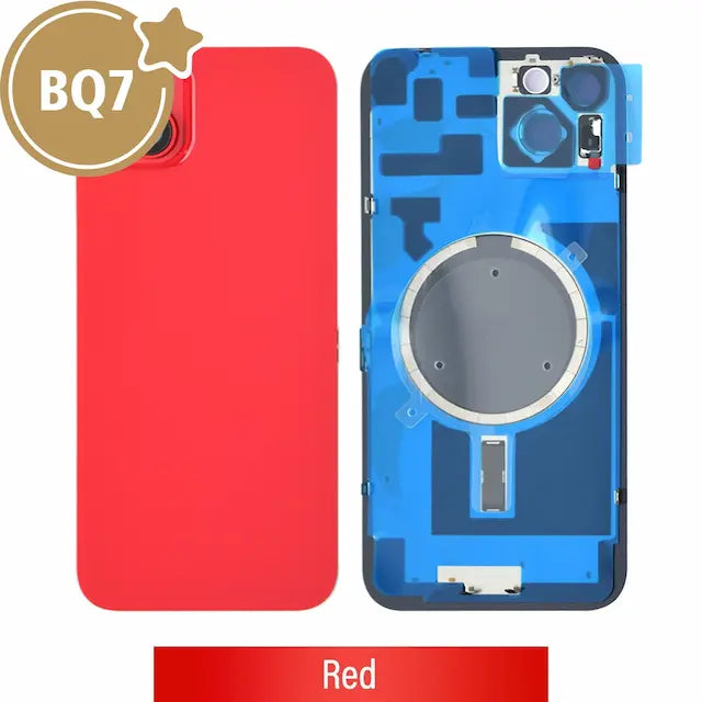BQ7 Rear Cover Glass with Camera Lens Glass and Magsafe Magnet for iPhone 14 Plus (NO LOGO)-Red
