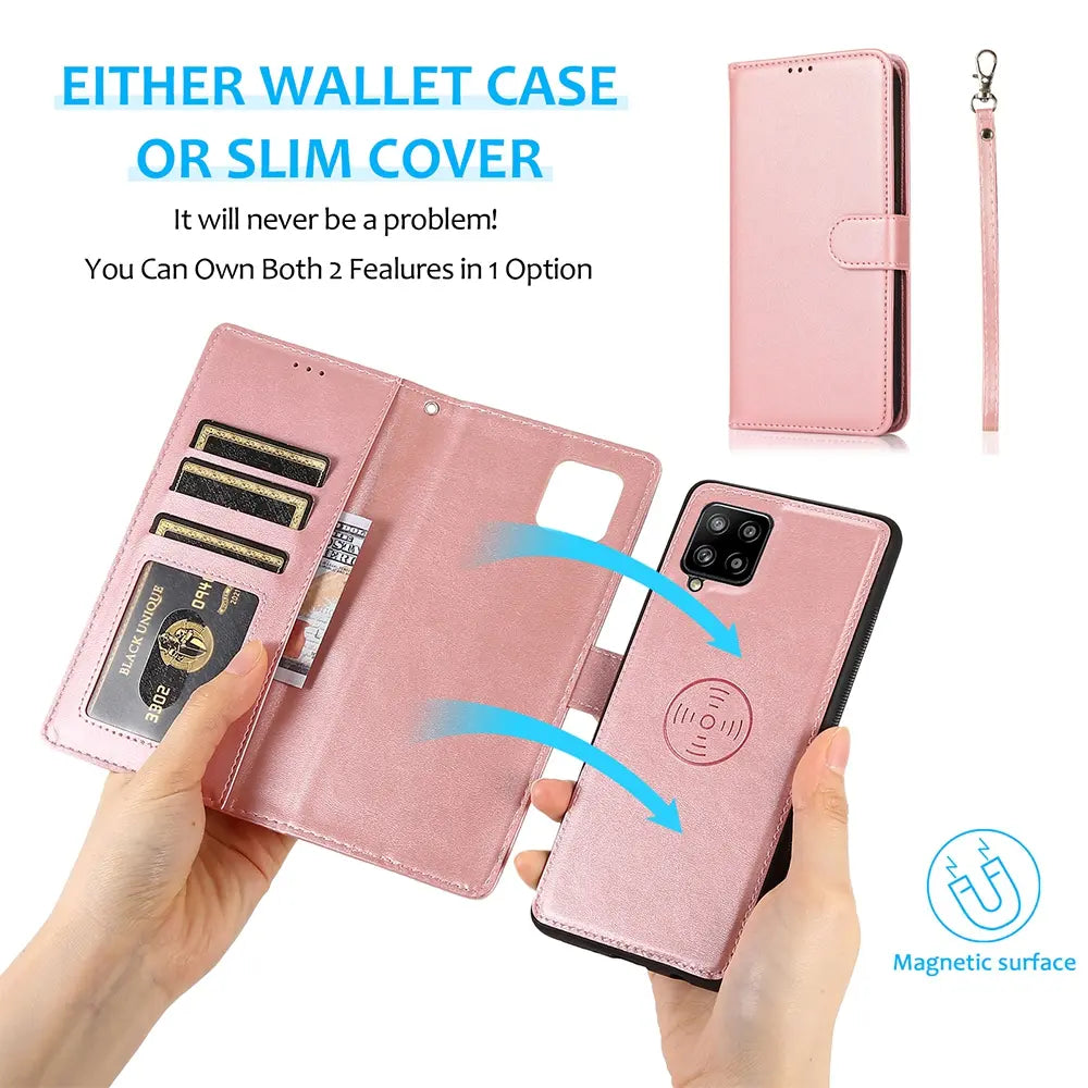 Magnetic Split PU Leather Flip Wallet Cover Case for Samsung Galaxy A12-Blue