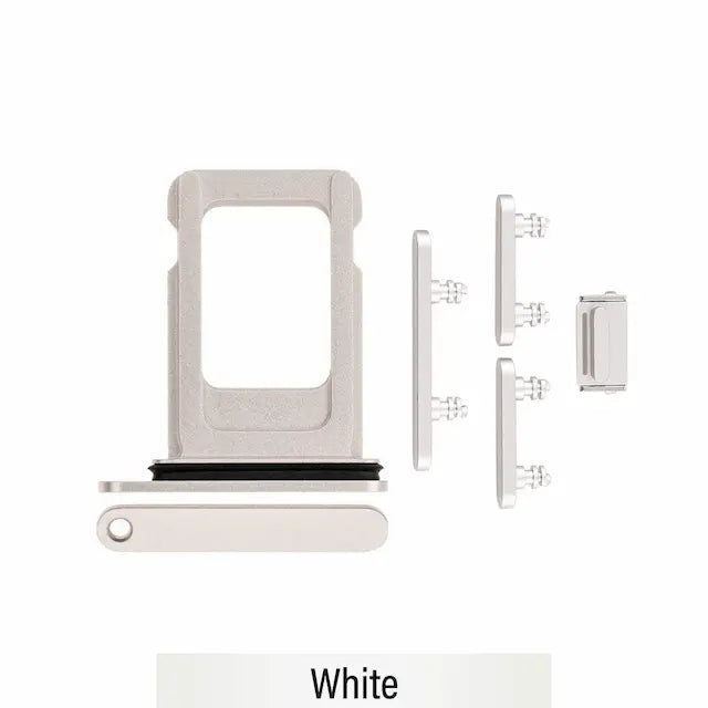 Single SIM Card Tray and Side Button for iPhone 12-White