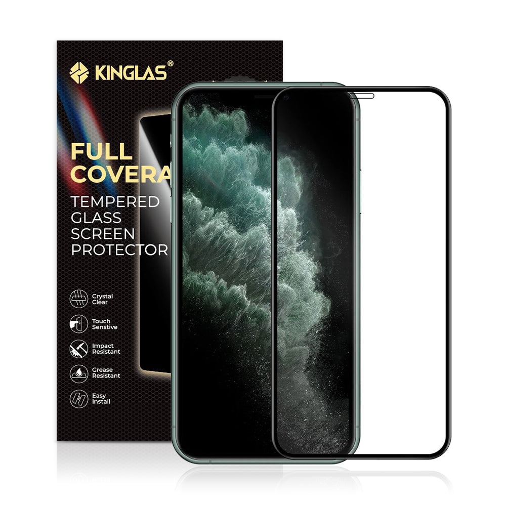 Kinglas 2.5D Full Coverage Silk Printing Black Edge Tempered Glass Screen Protector for iPhone X / XS / 11 Pro