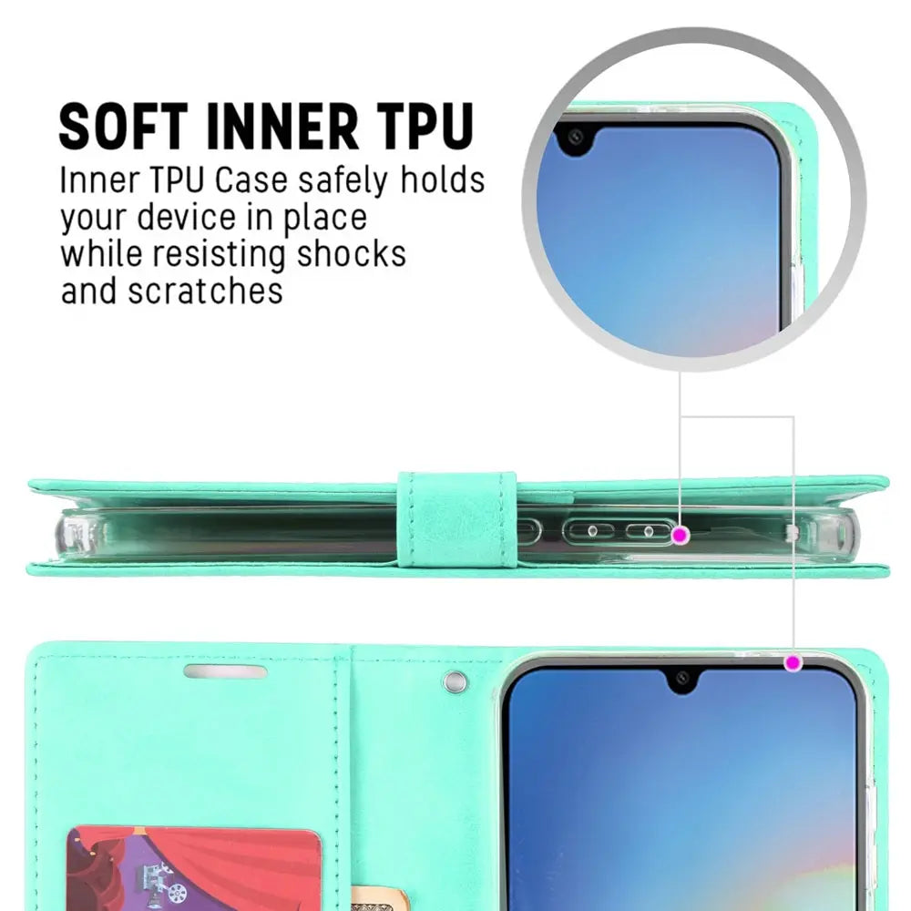 Mercury Blue Moon Diary Cover Case for Samsung Galaxy A05-Mint