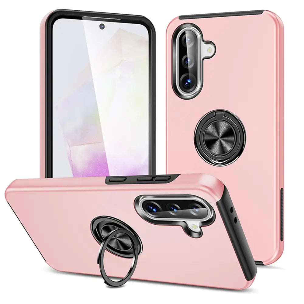 Magnetic Ring Holder Shockproof Case Cover for Samsung Galaxy A36 5G A366 / A37 5G A376 / A56 5G A566-Black