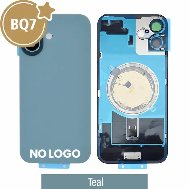 BQ7 Rear Cover Glass with Camera Lens Glass and Magsafe Magnet for iPhone 16 Plus (NO LOGO)-Teal