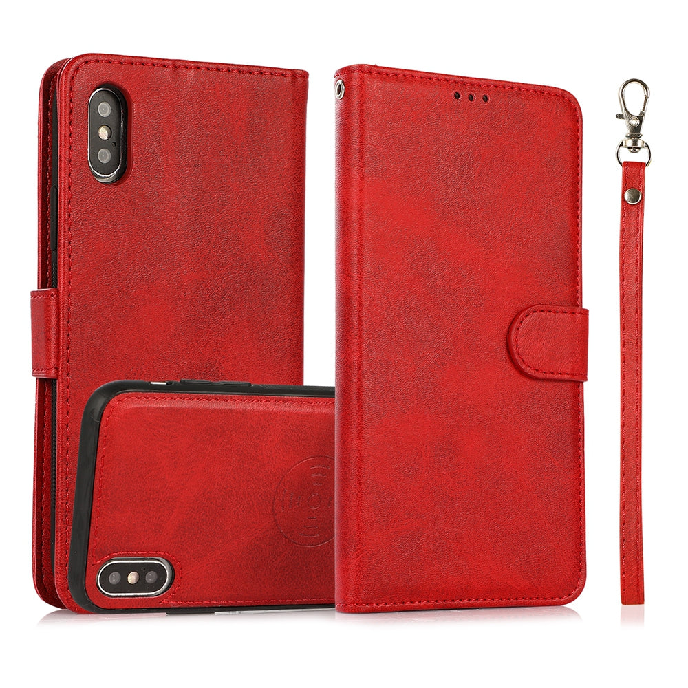 Magnetic Split PU Leather Flip Wallet Cover Case for iPhone X / XS