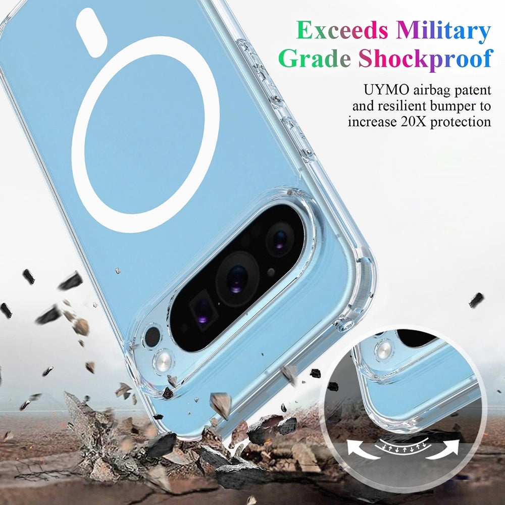 High Quality Acrylic + TPU Hybrid Transparent Case Cover With Magnetic Ring For Google Pixel 10 / 10 Pro / 11 / 11 Pro
