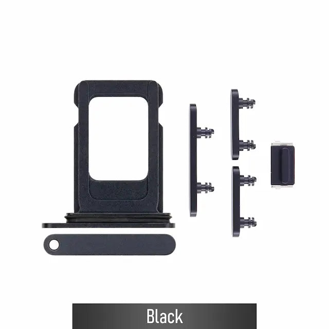 Single SIM Card Tray and Side Button for iPhone 12-Black
