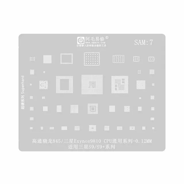 AMAOE BGA Reballing Stencil With CPU Position SAM7 for Samsung Galaxy S9 / S9 Plus
