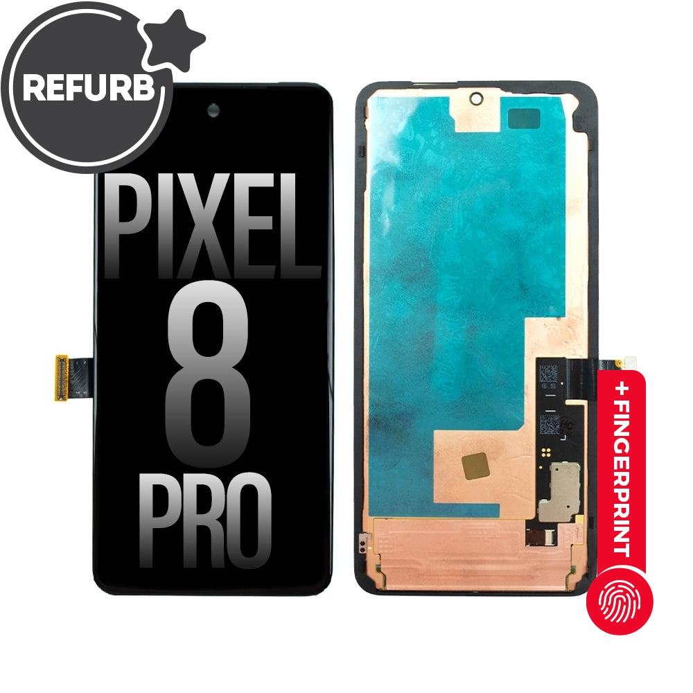 FULL ORIGINAL OLED Assembly Replacement with Bezel Frame and Fingerprint Sensor for Google Pixel 8 Pro