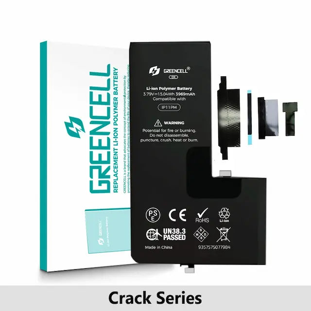 Greencell Crack Series- iPhone 11 Pro Max CRACK Battery with Adhesive Strips 3969mAh (No Need Soldering & No Need Tag-on)